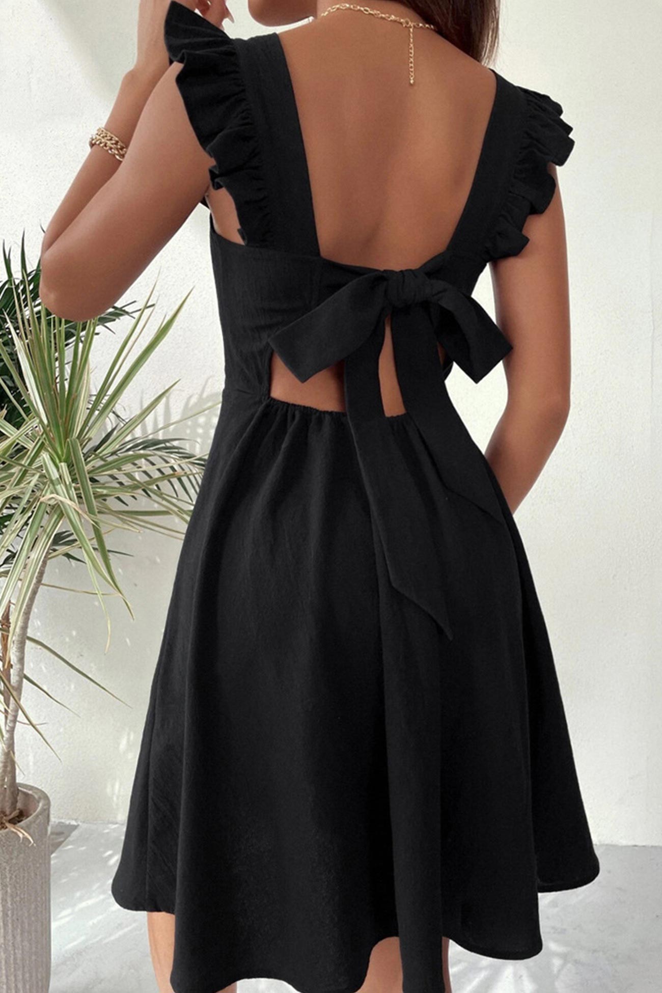 Rüschen Mini Kleid mit Rückenschnürung