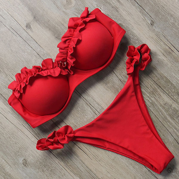 Push-Up Bikiniset mit Rüschen für Damen