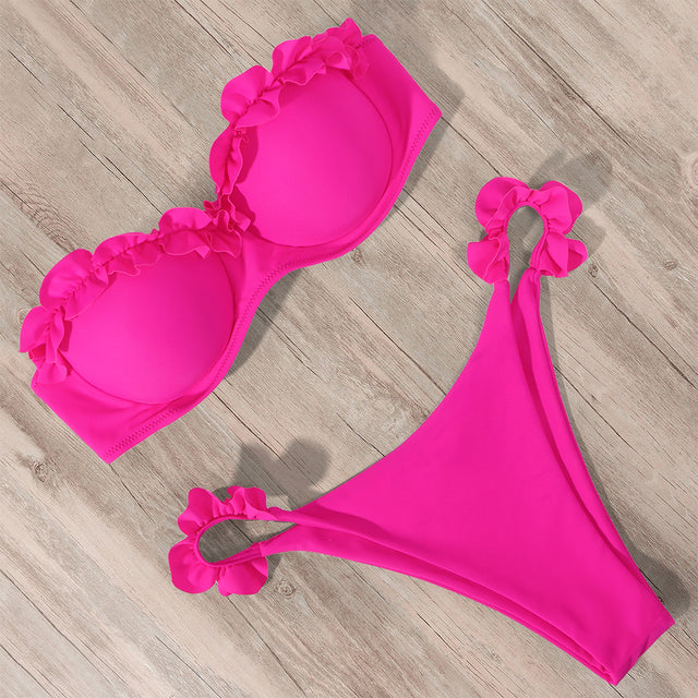Push-Up Bikiniset mit Rüschen für Damen
