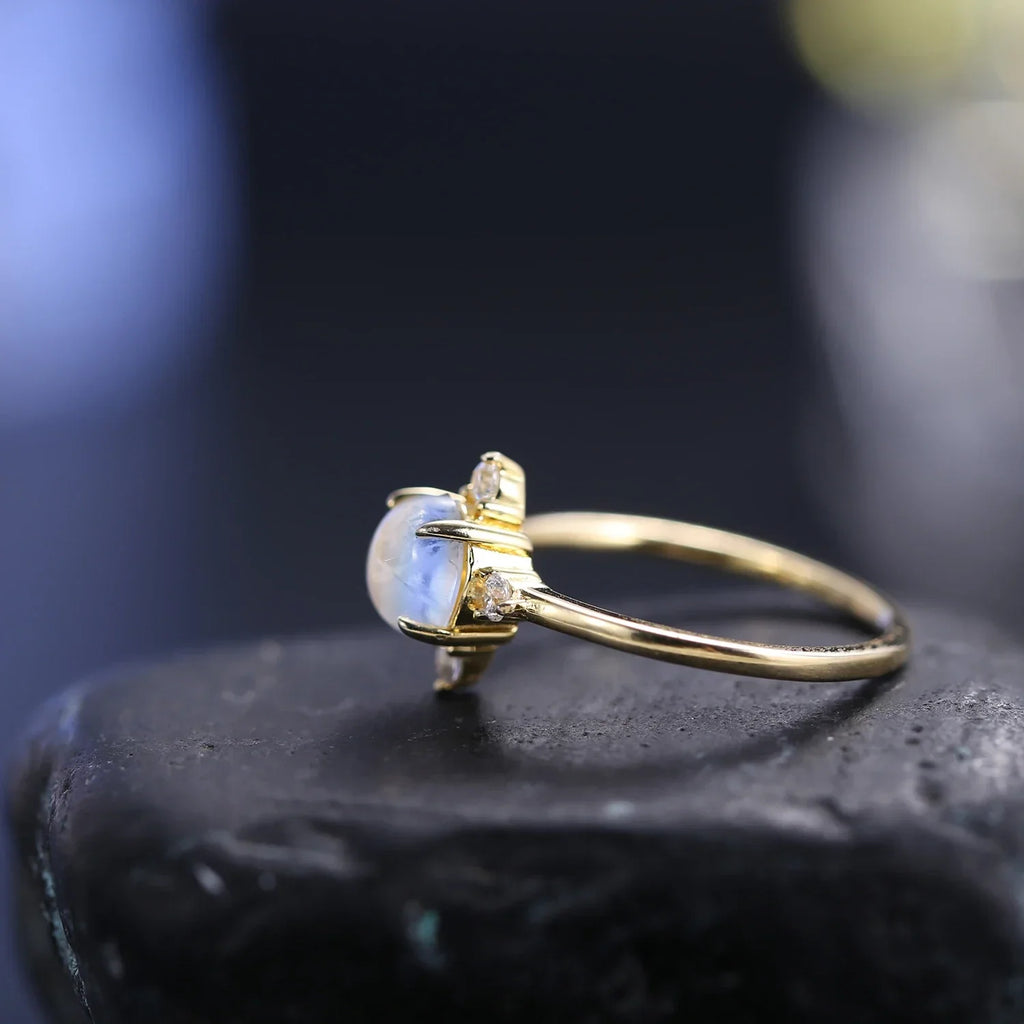 Goldmondsteinring Mondstein stapelbarer Ring einfacher Verlobungsring | Shop Nory