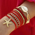 7-teiliges Boho Seestern- und Muschel-Perlenarmband-Set für Frauen Shop Nory