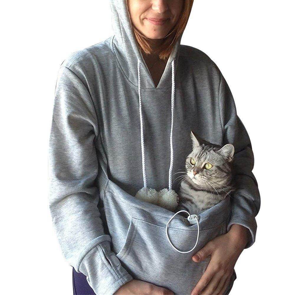 Praktischer Damen Kapuzenpullover mit Bauchtasche für Haustiere