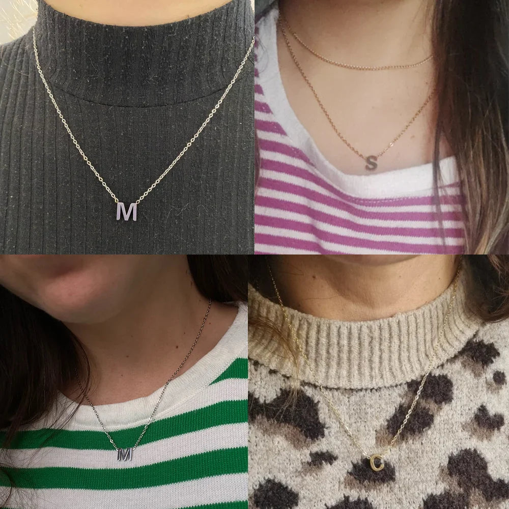 Minimalistische Initialen Halskette – A–Z Alphabet Edelstahl Choker für Frauen Shop Nory