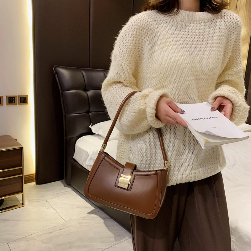 Shopnory | Stilvolle Linke Schultertasche Damen Designer Handtasche mit Reißverschluss