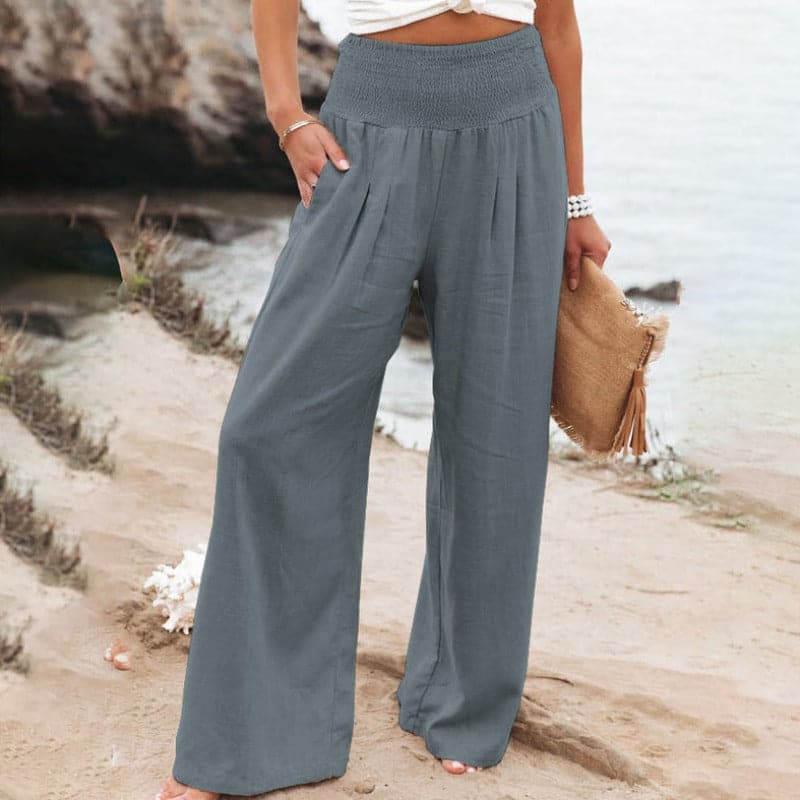 Shopnory | Lässige Weite Leinenhose für Frauen