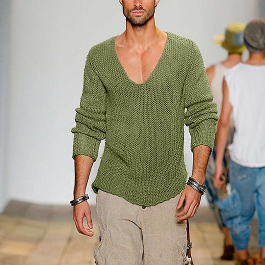 Niedriges V-Ausschnitt Strickpullover