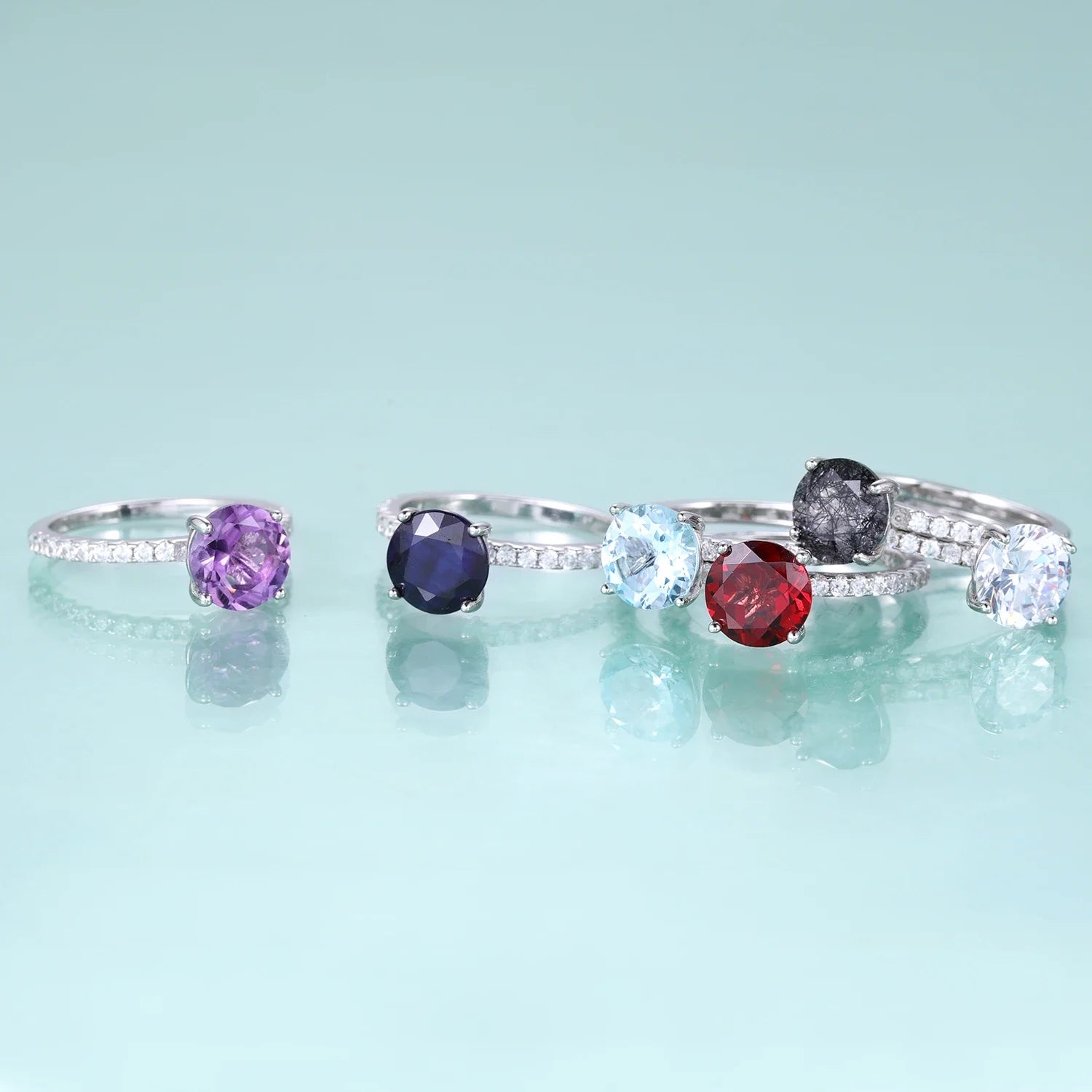 Silberner Rutilquarz-Ring, runder Verlobungsring, schlicht und zierlich | Shop Nory