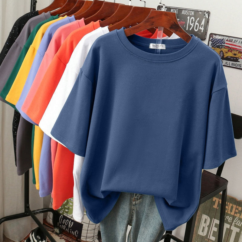 ShopNory | Oversized Baumwoll-Basic-T-Shirt für Damen