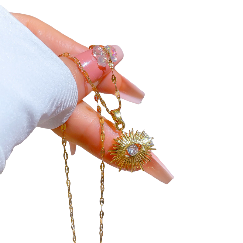 Unisex Gold Plated Sun Splash Crystal Eye Anhänger Kette Halskette | Shop Nory