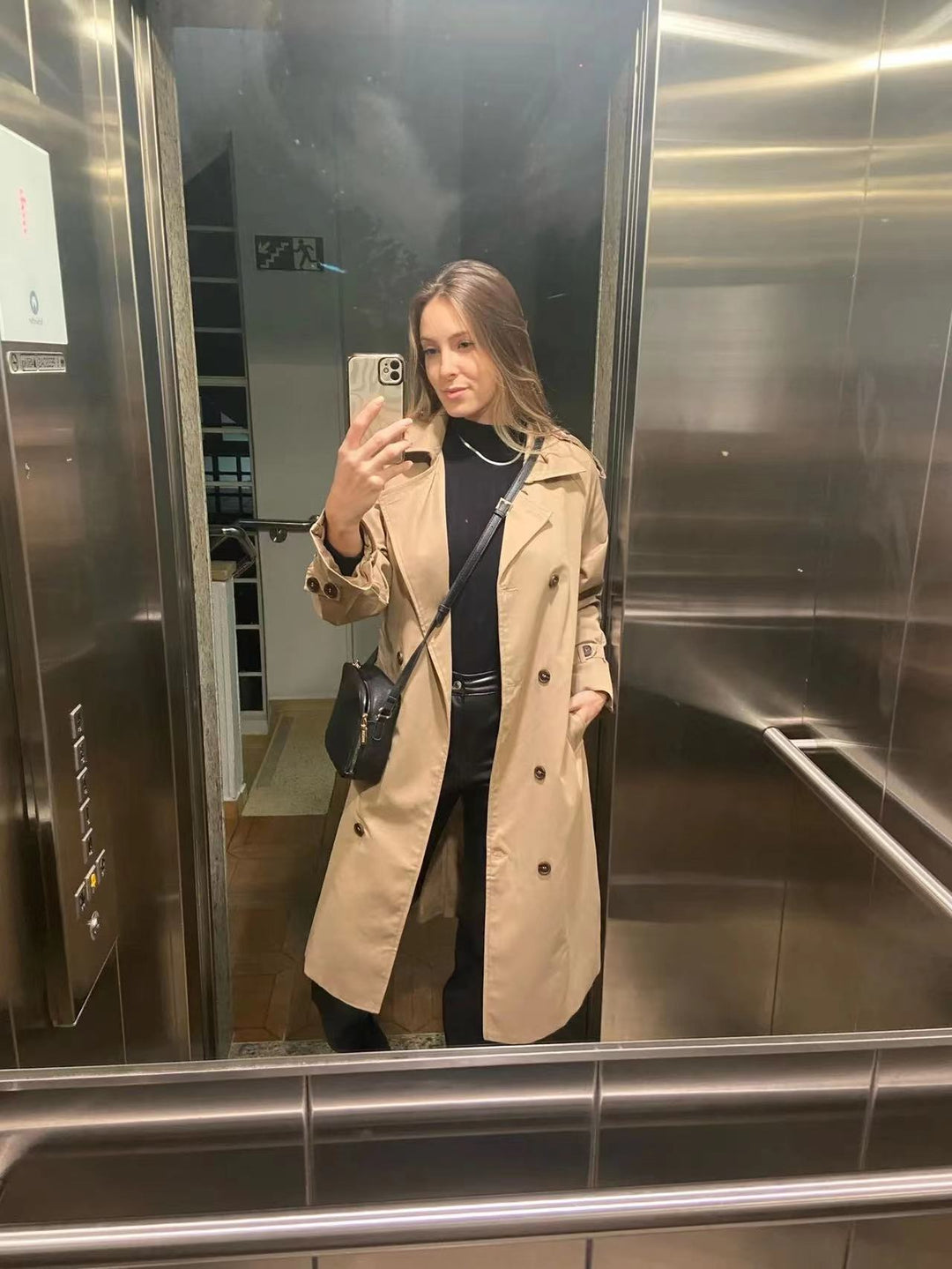 Trenchcoat Damen Oversized Windbreaker, Doppelreihig