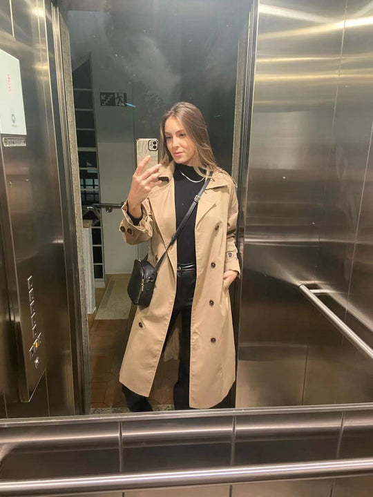 Trenchcoat Damen Oversized Windbreaker, Doppelreihig