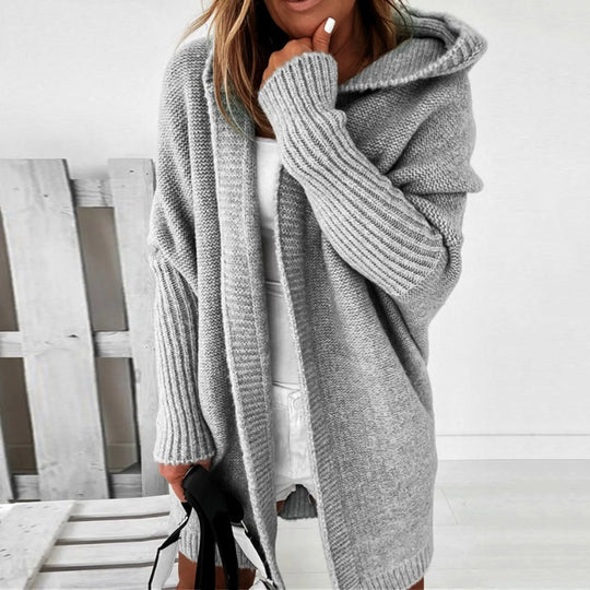 Oversized Strickmantel mit Kapuze - Cozyfit