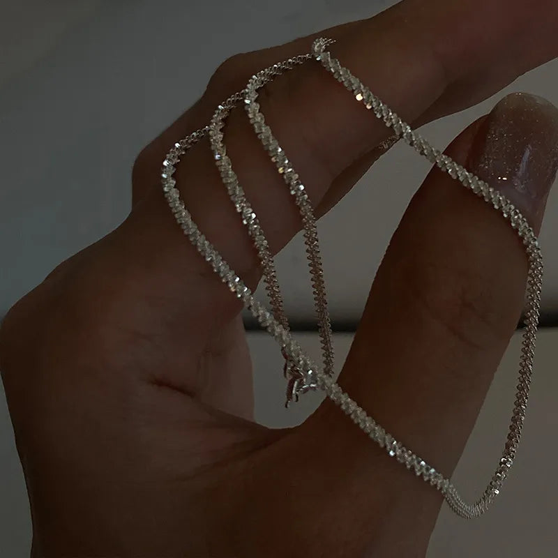 Glänzende Silber Schlüsselbein Kette Choker Halskette | Shop Nory