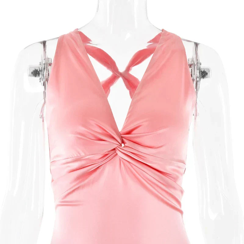 Schleife Rückenfrei Abend Maxi Kleid