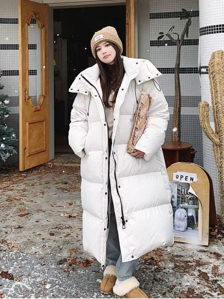 ShopNory | Lange Pufferjacke mit Kapuze für Damen - Winter