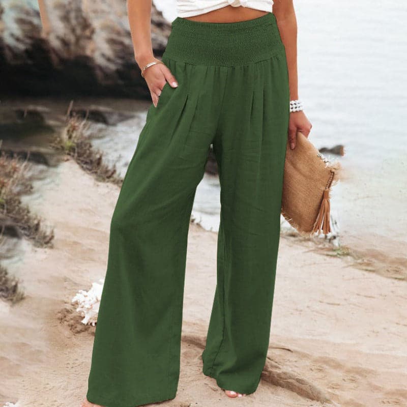 Shopnory | Lässige Weite Leinenhose für Frauen