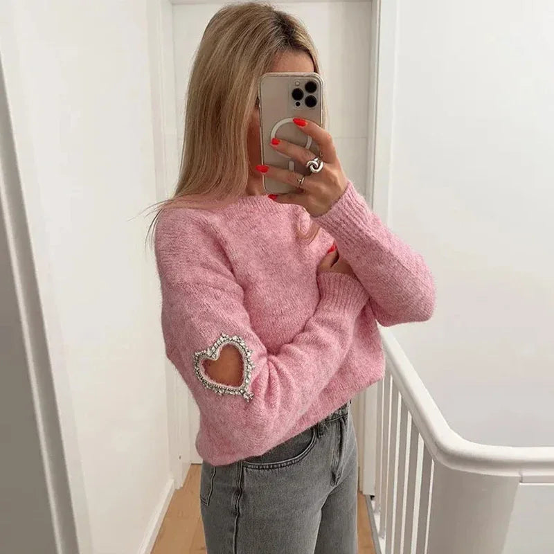 Shopnory | Mode LiShopnorye Herz Ausgehöhlter Pullover