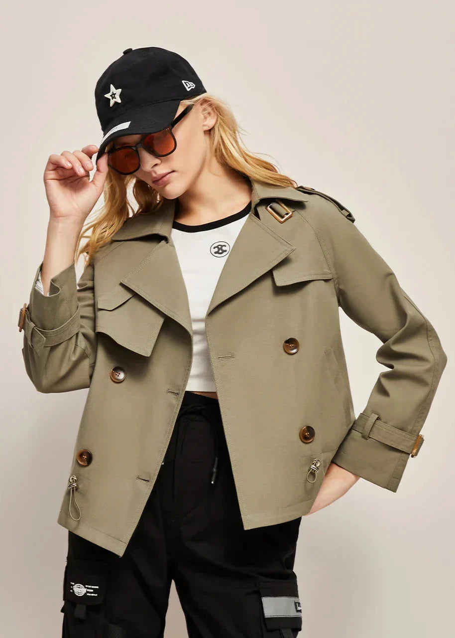 Shopnory | Doppelreihiger Trenchcoat für Damen - formelle und lässige Jacke