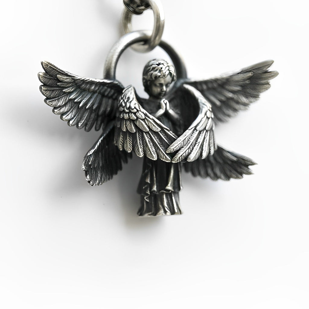 Klassisches Hochwertiges Engel Gebet Unisex Anhänger Mit Kette | Shop Nory