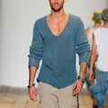 Niedriges V-Ausschnitt Strickpullover