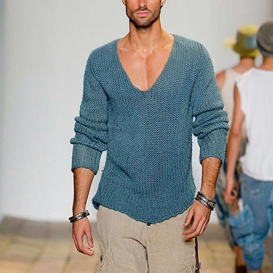 Niedriges V-Ausschnitt Strickpullover
