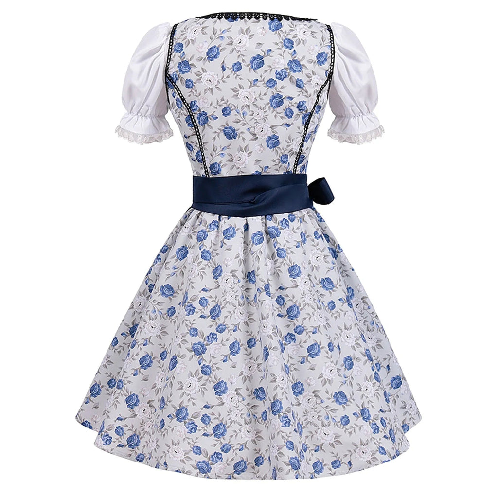 Kurzärmelig Spitze Oktoberfest Kleid mit Schürze