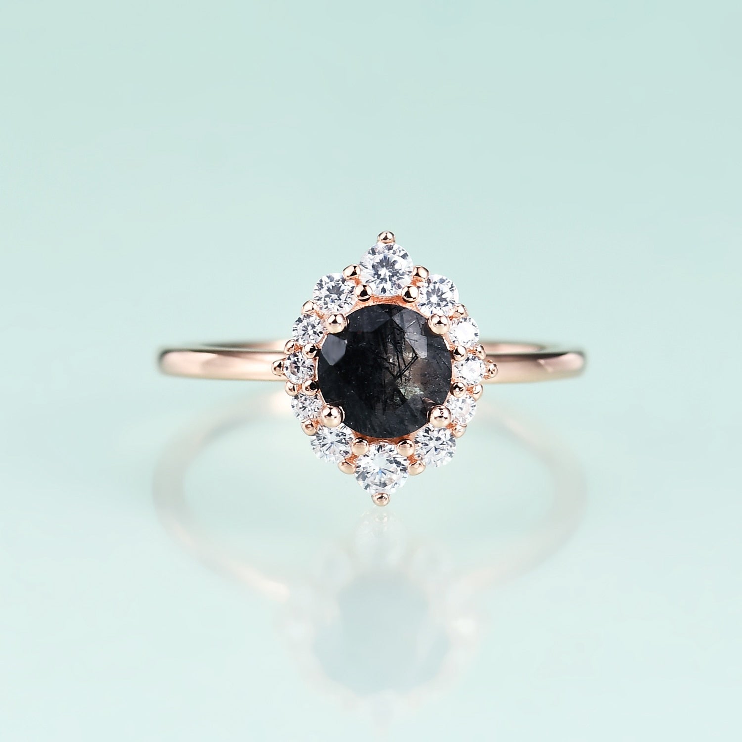 Verlobungsring mit schwarzem Rutilquarzring | Shop Nory