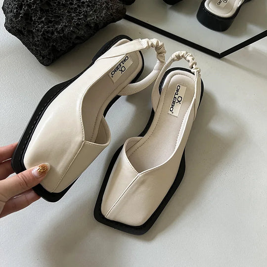 Slingback Sandalen mit Quadratischer Zehenpartie