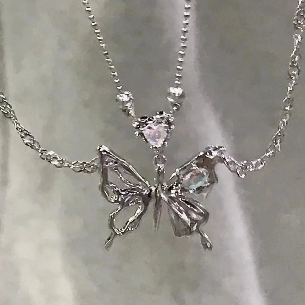 Kristall Schmetterlings Anhänger Halskette | Shop Nory