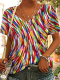 Shopnory | LShopnoryhaftes Retro-T-Shirt mit V-Ausschnitt für Damen