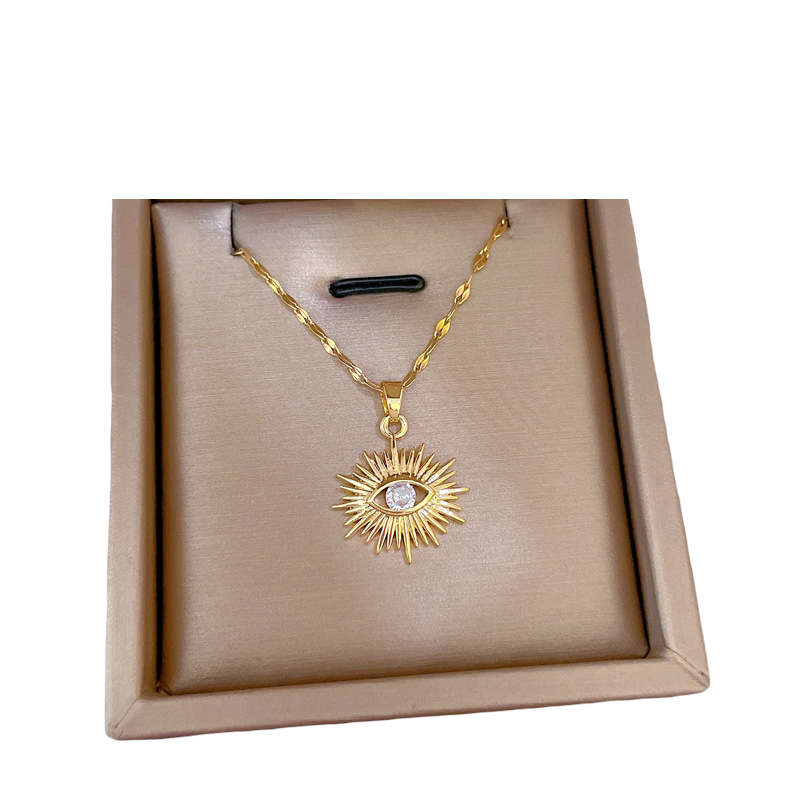 Unisex Gold Plated Sun Splash Crystal Eye Anhänger Kette Halskette | Shop Nory