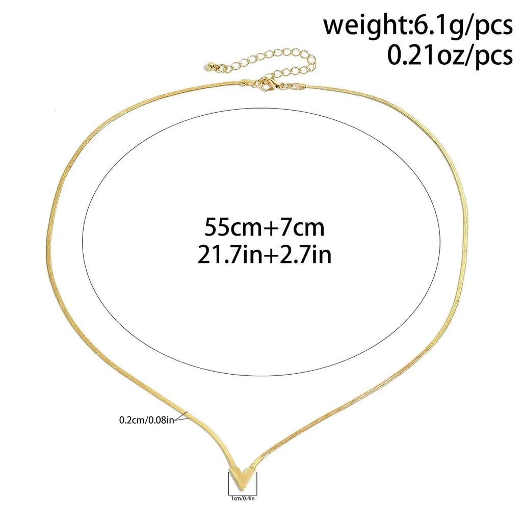 Damen V-förmiger Anhänger Flache Schlangenkette Clavicle Choker Halskette | Shop Nory