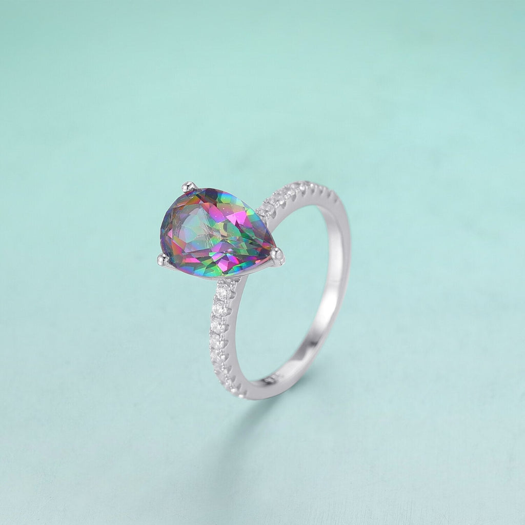 Regenbogenquarzring mit einem natürlichen Regenbogenquarzstein | Shop Nory