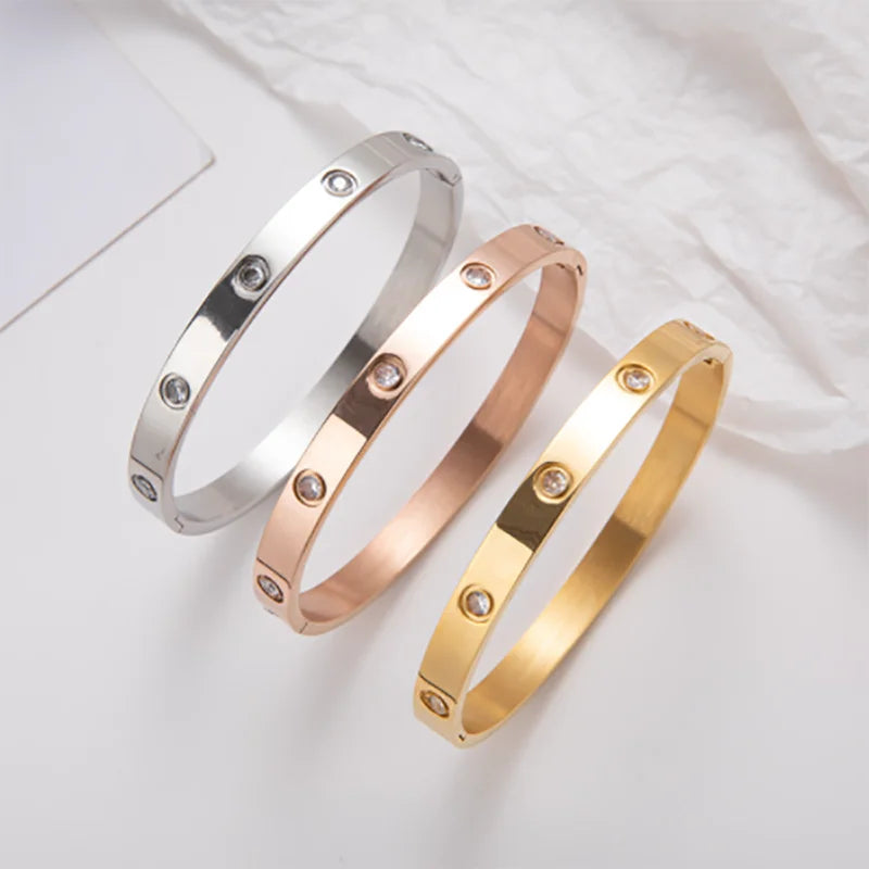 Edelstahl Rhinestonto Bangle-Armband für Frauen Shop Nory