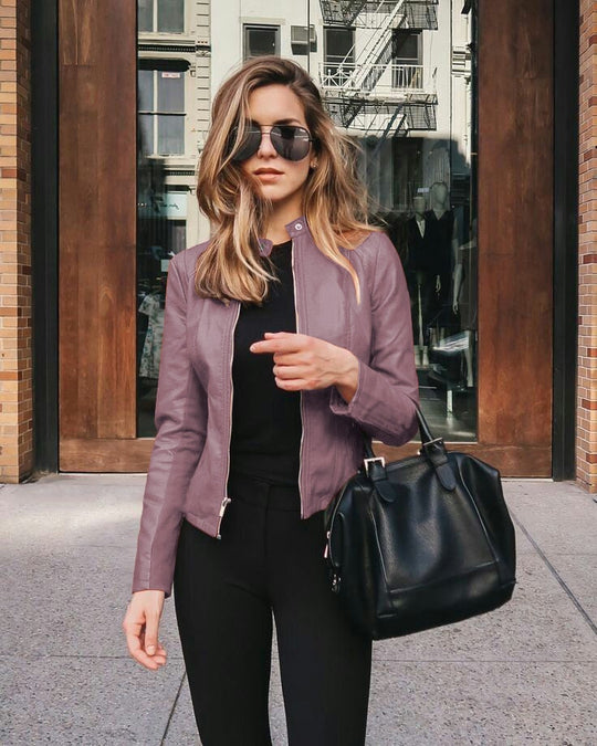 Damen Slim Fit Lederjacke