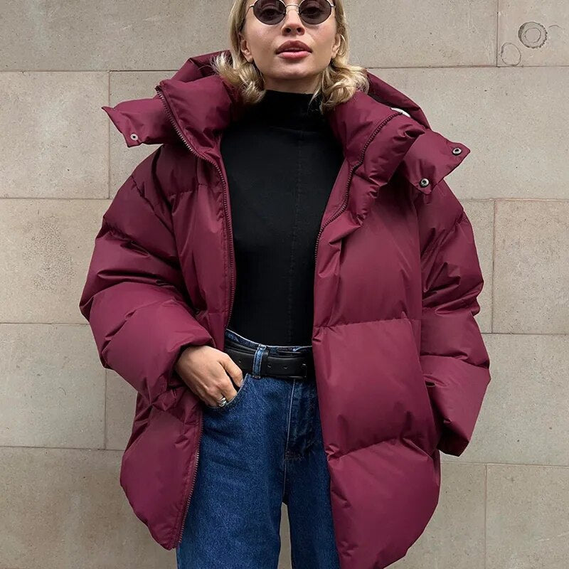 Oversized Puff-Hoodie-Jacke