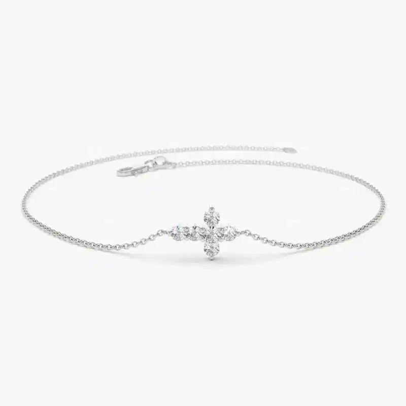 Exquisite 925 Sterling Silber Moissanit Kreuz Armband | Shop Nory