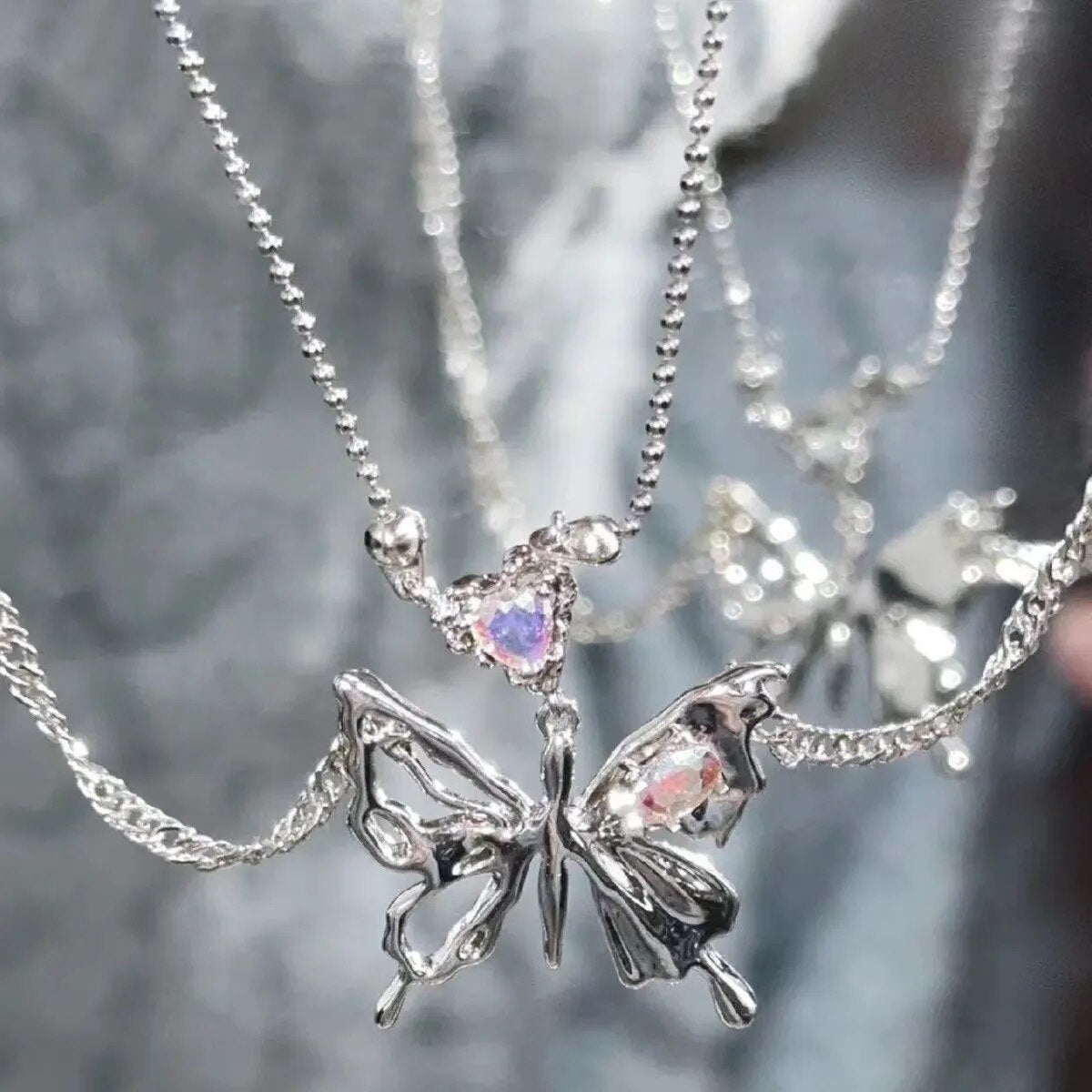 Kristall Schmetterlings Anhänger Halskette | Shop Nory