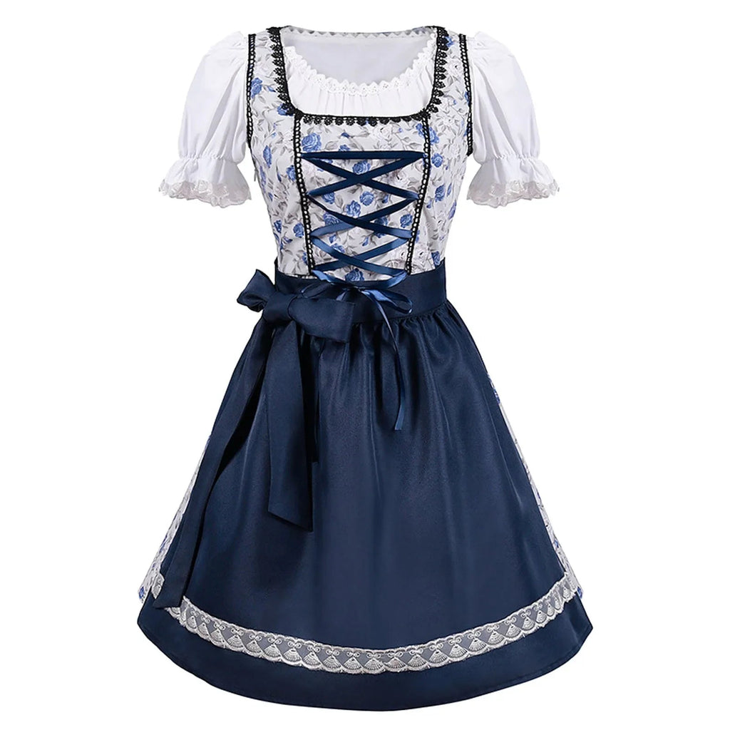 Kurzärmelig Spitze Oktoberfest Kleid mit Schürze