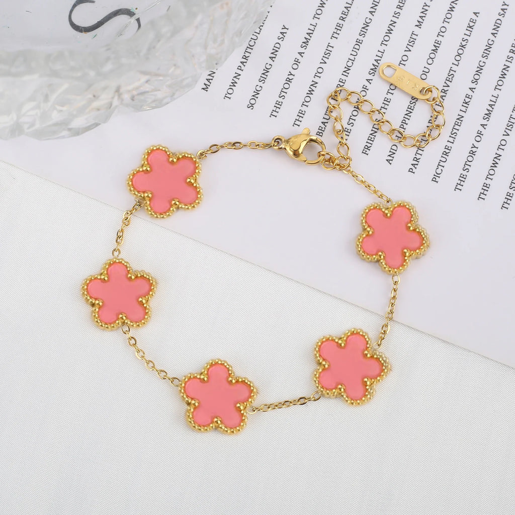 Klassisches Edelstahl Fünf-Blumen-Armband für Damen Shop Nory