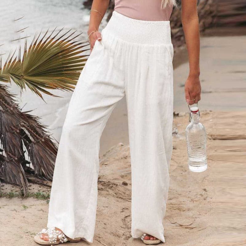 Shopnory | Lässige Weite Leinenhose für Frauen