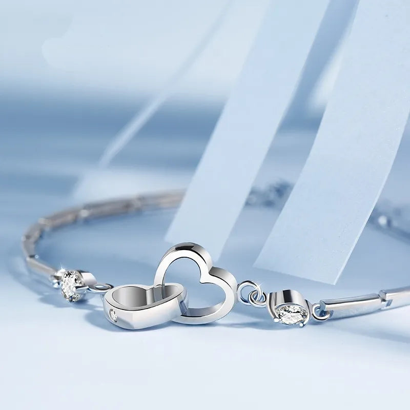 925 Sterling Silver Herz Charm Armreifen | Shop Nory