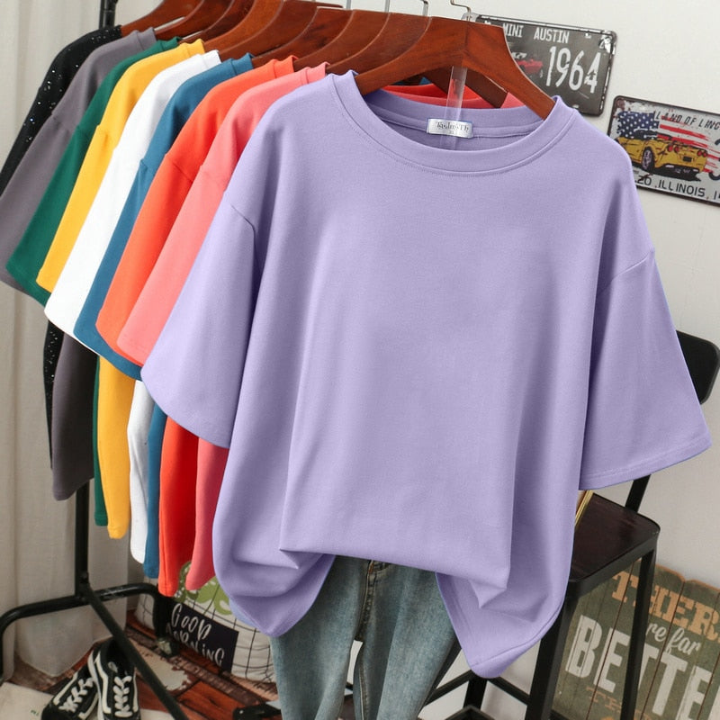 ShopNory | Oversized Baumwoll-Basic-T-Shirt für Damen