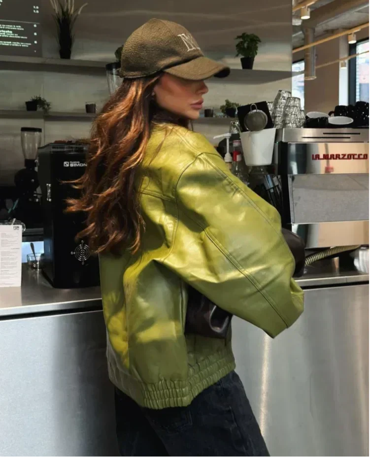 Trendy Übergröße PU-Lederjacke