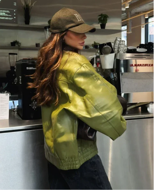 Trendy Übergröße PU-Lederjacke