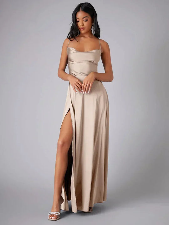 Seiden-Maxikleid mit Geflochtenem Rücken Kleid Dich für Formelle Anlässe Lucette