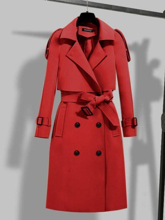 Eleganter langer Trenchcoat - Doppelt gefüttert & mit Gürtel