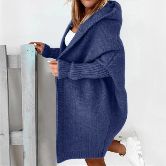 Oversized Strickmantel mit Kapuze - Cozyfit