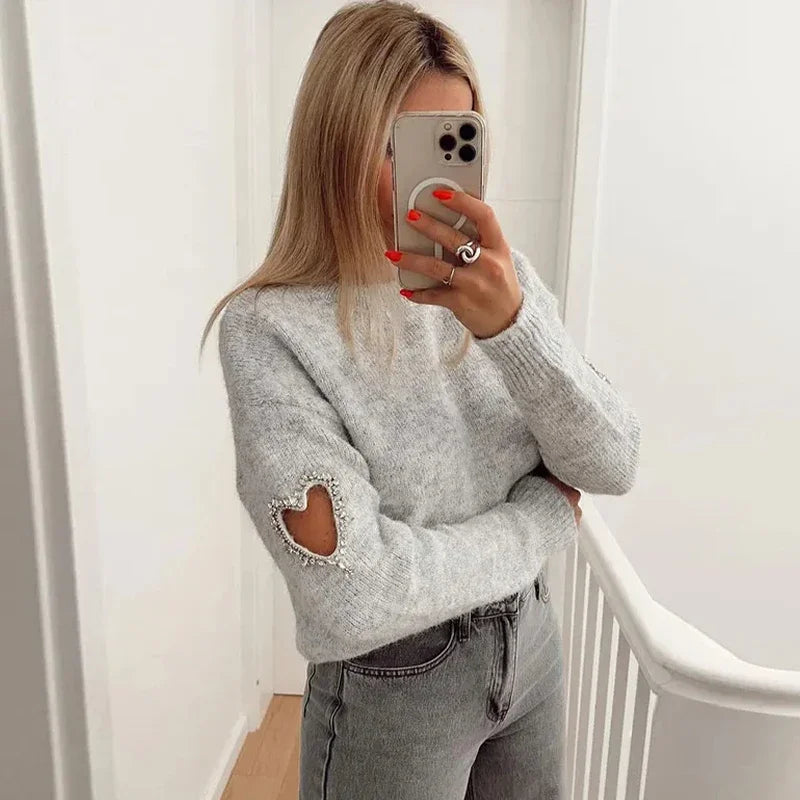 Shopnory | Mode LiShopnorye Herz Ausgehöhlter Pullover