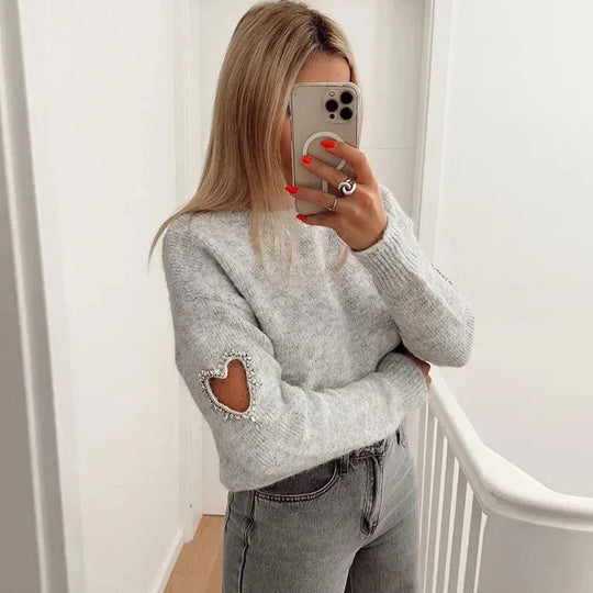 Shopnory | Mode LiShopnorye Herz Ausgehöhlter Pullover